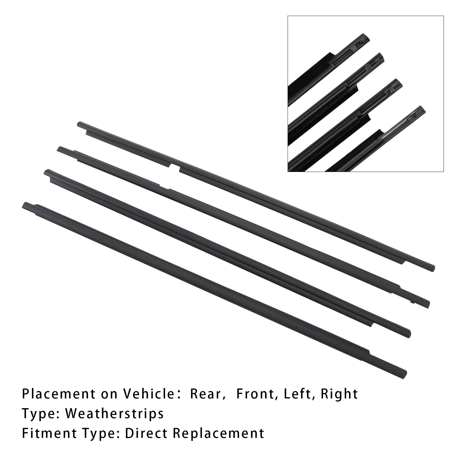 2008-2015 Toyota Land Cruiser LC 200 4PCS Door Glass Belt Outer Molding Weatherstrip 75710-60070