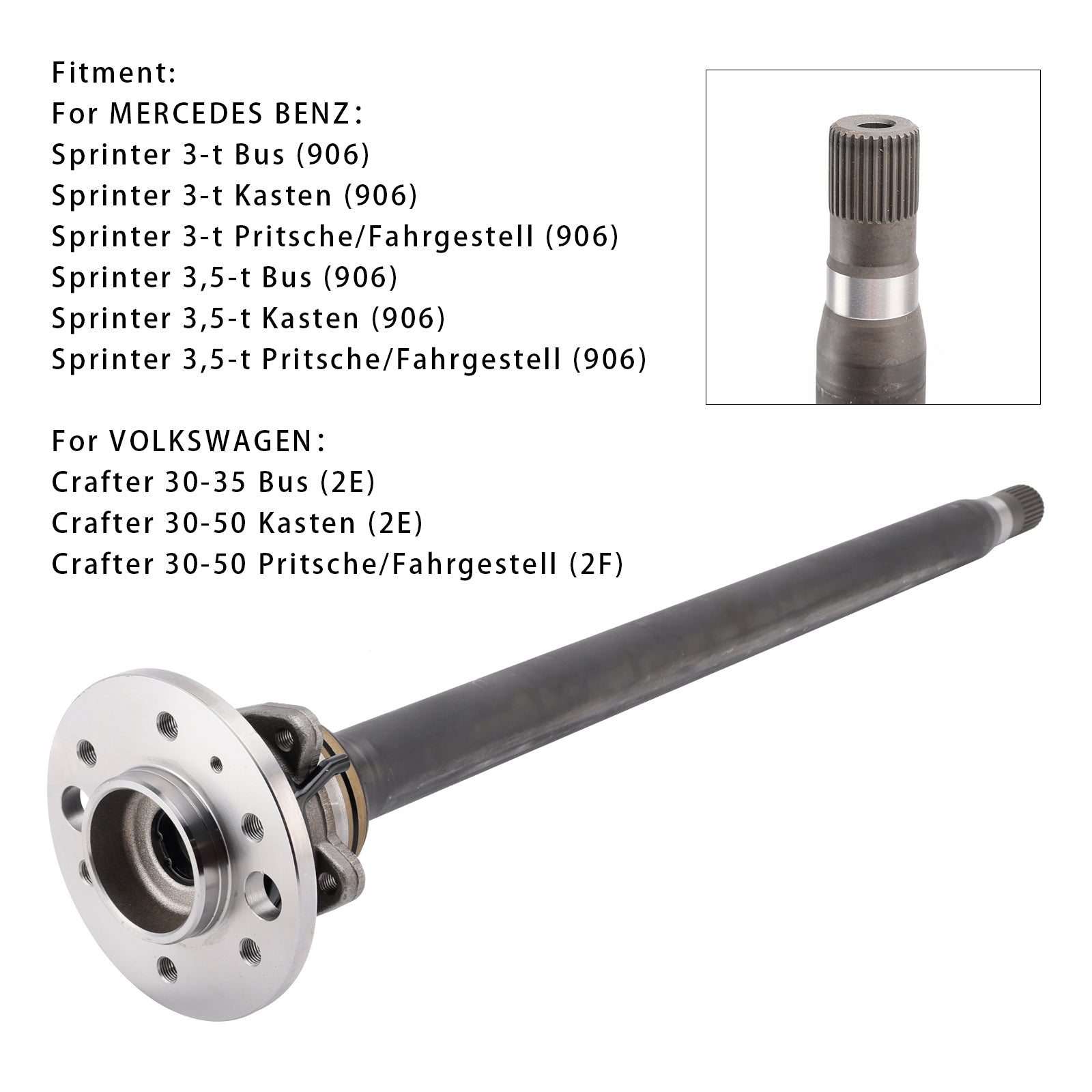VOLKSWAGEN Crafter 30-50 Pritsche/Fahrgestell (2F) Rear Right Drive Shaft Propshaft A9063504010 9063502710