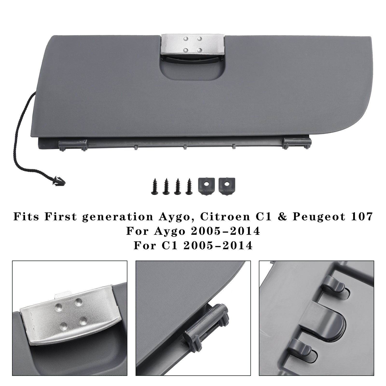 Grey Glove Box Lid Cover Grey For Toyota Aygo Peugeot 107 Citroen C1 LHD