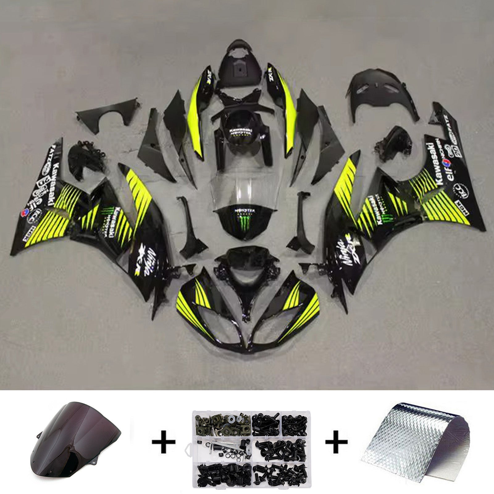 Injection Fairing Kit Bodywork Plastic ABS fit For Kawasaki ZX6R 636 2009-2012