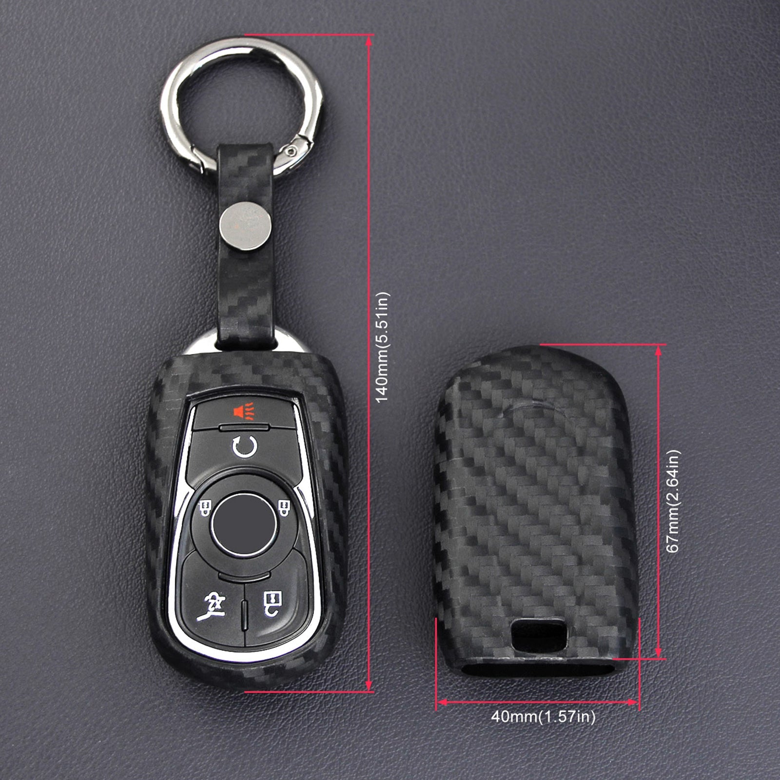 Leather Silicone Car Key Case Cover With Buckle For Buick