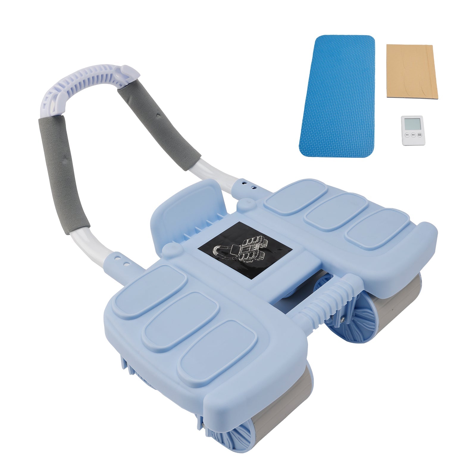 Perfect Core Trainer for Men & Women Automatic Rebound Ab Wheel with Elbow Support & 4-Wheel Stability – Includes Timer Portable Home Gym Equipment Blue