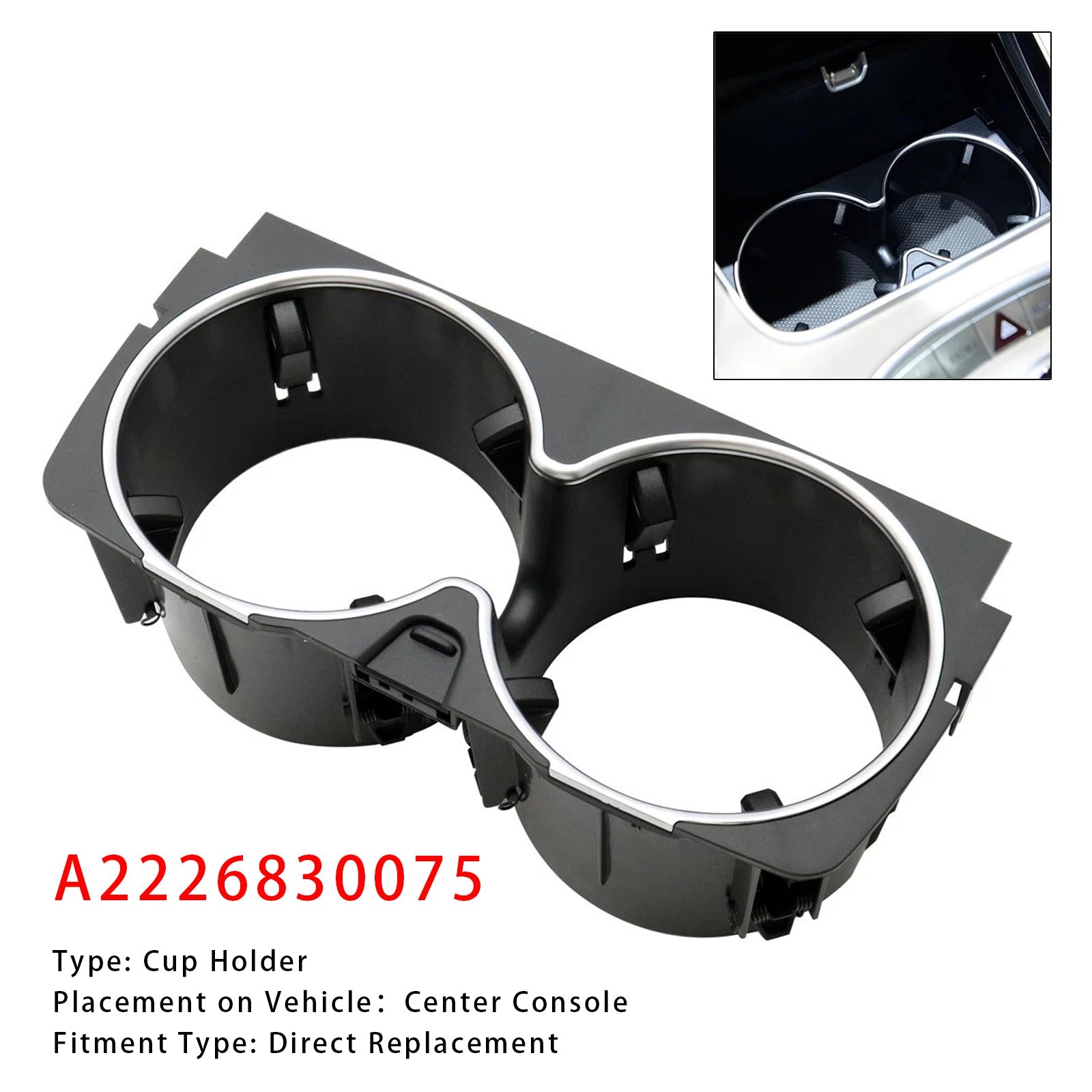 Center Console Cup Holder A2226830075 For Mercedes Benz S-Class W222 2014-2017
