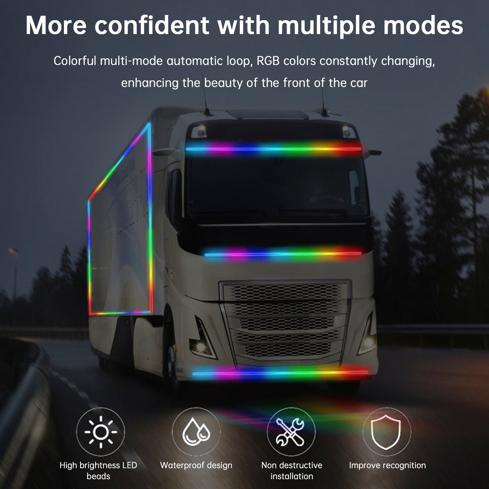 Truck Colorful Streamer Marquee LED Light Strips With Remote Control 2.4m