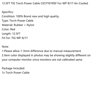 1Pcs Worldwide 12.5FT TIG Torch Power Cable For Water-Cooled WP9/17 Series