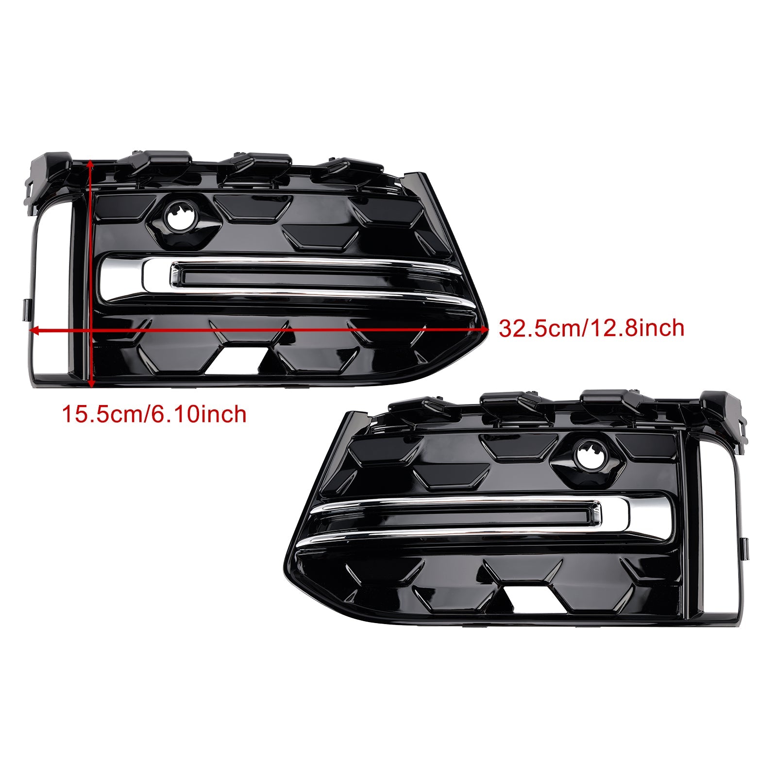 2023+ Audi A6 C8PA S-Line S6 2PCS Front Bumper Fog Light Grille Trim Black Chrome