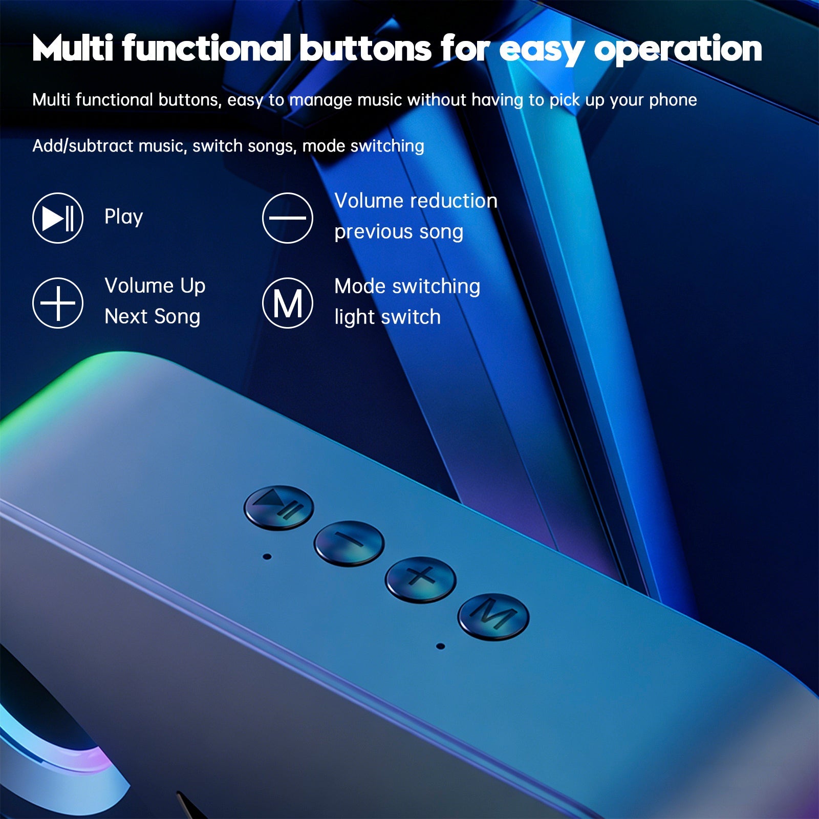 M6 Smart Wireless Bluetooth Speaker Portable Gaming Speaker Cool Breathing Light