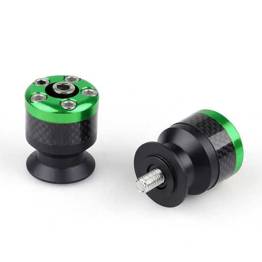 Universal Motorcycle CNC Carbon Fiber 10mm Swingarm Sliders Spools Green