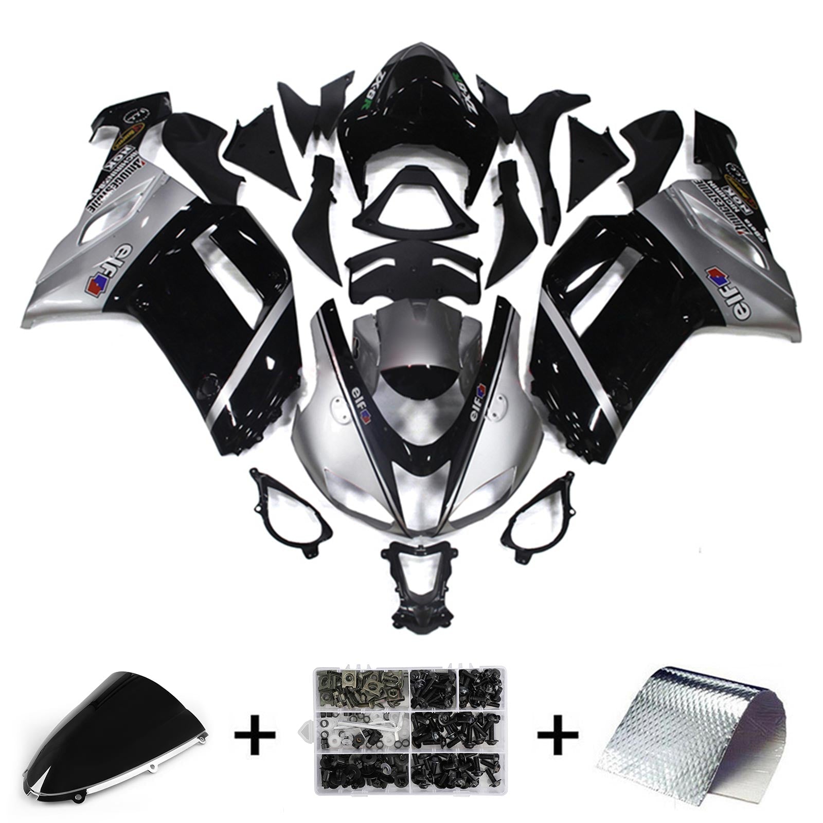 2007-2008 Kawasaki ZX6R Fairing Kit Bodywork Plastic ABS