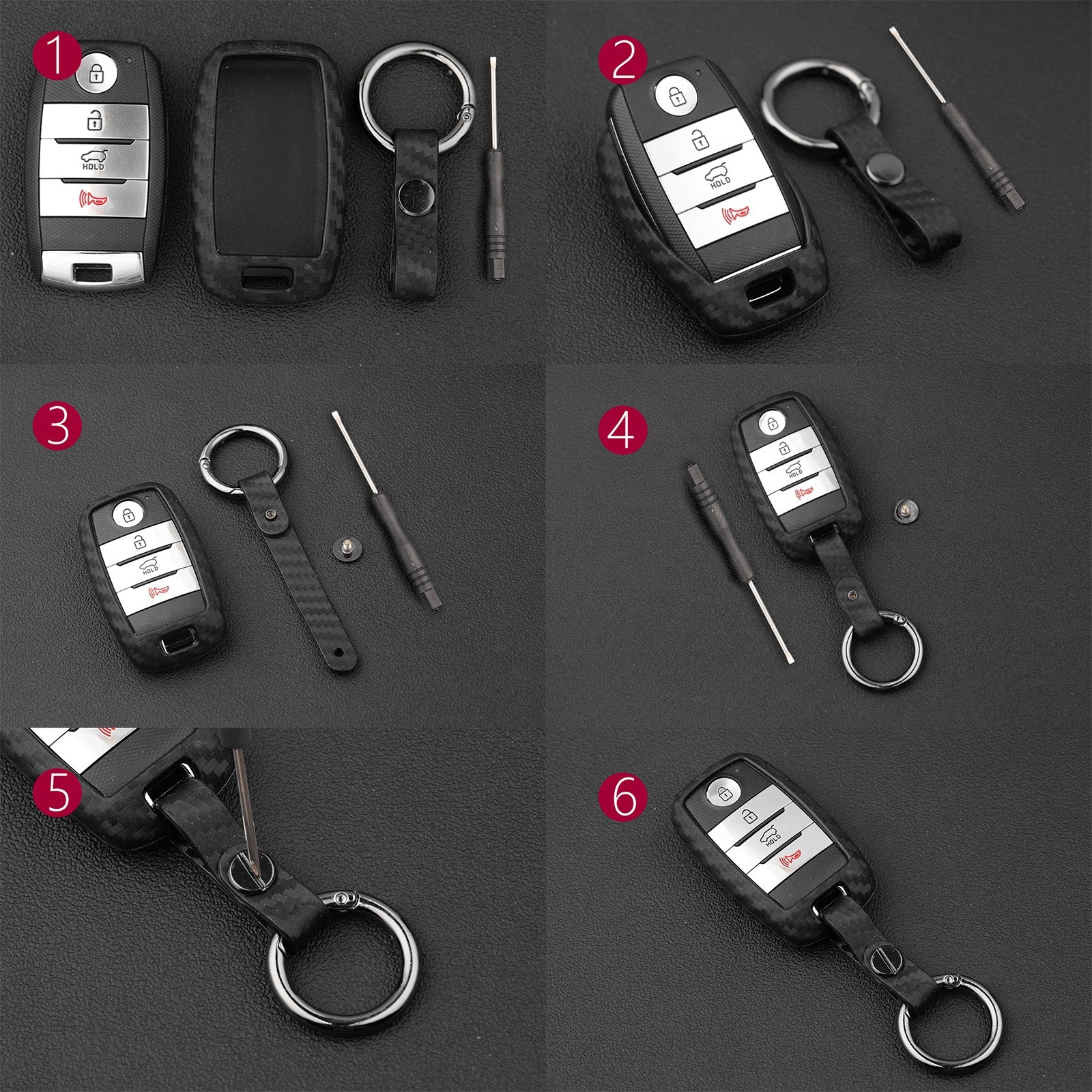 Leather Silicone Car Key Case Cover With Buckle For Kia