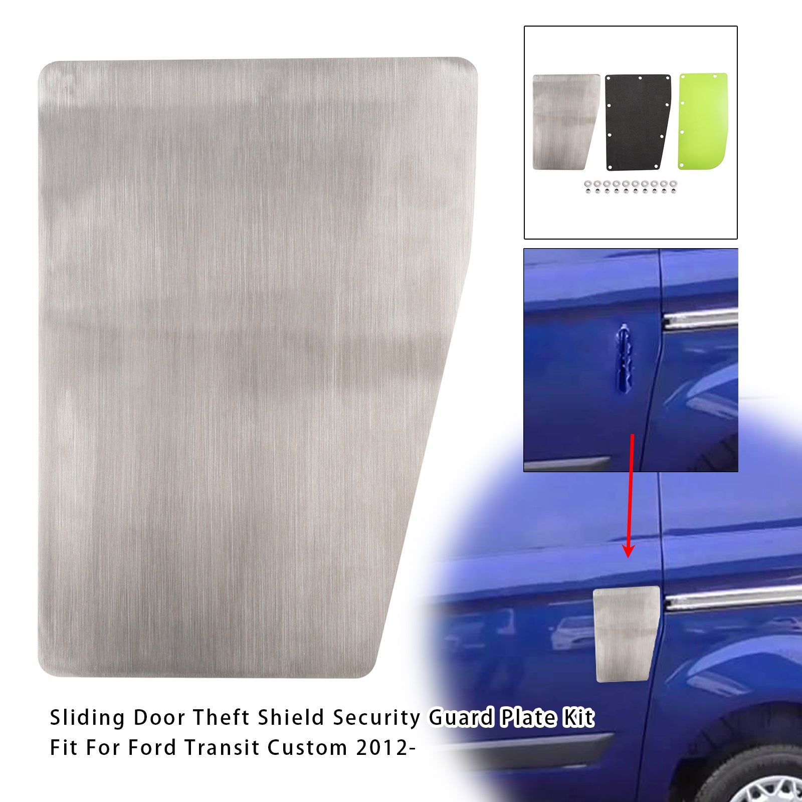 2012+ Ford Transit Custom Sliding Door Theft Shield Security Guard Plate Kit For