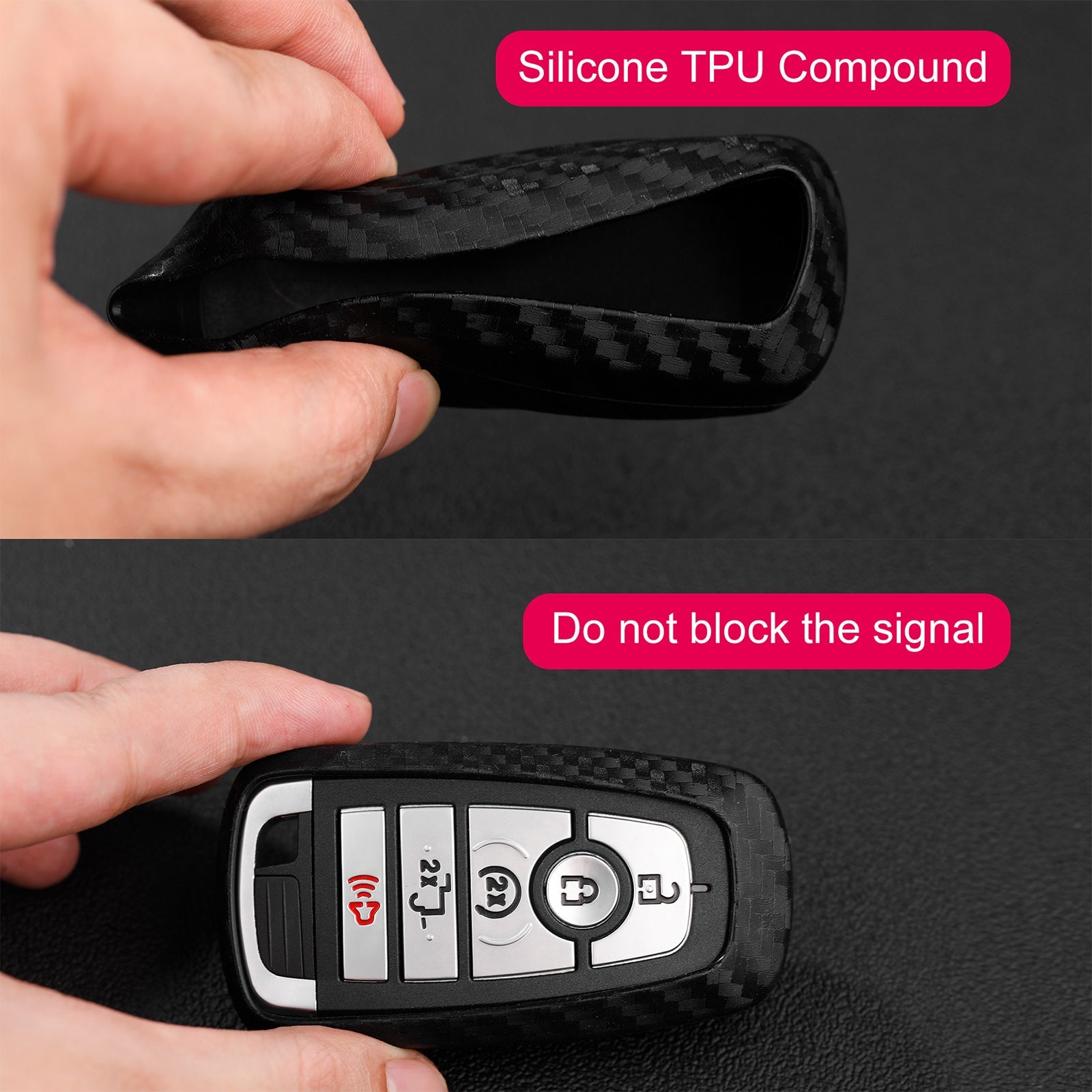 Leather Silicone Car Key Case Cover With Buckle For Ford Smart