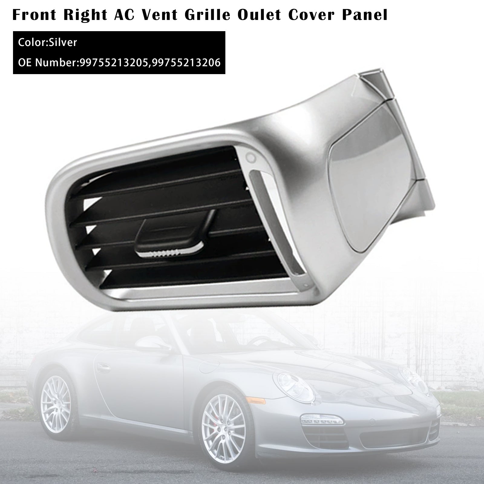 2004-2011 Porsche Carrea 997 Front Right AC Vent Cover Silver 99755213205 99755213206
