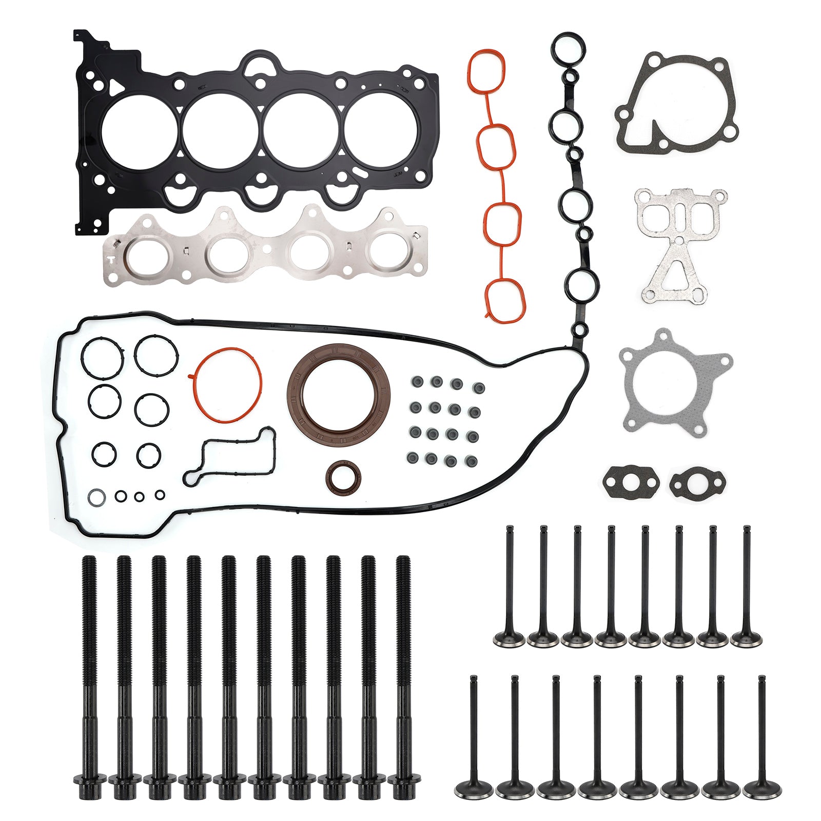2014-2018 Kia Forte5 1.6L GAS Turbocharged G4FJ 1.6L Turbo Head Gaskets Bolts Kit w/ Intake Exhaust Valve 23110-2B710