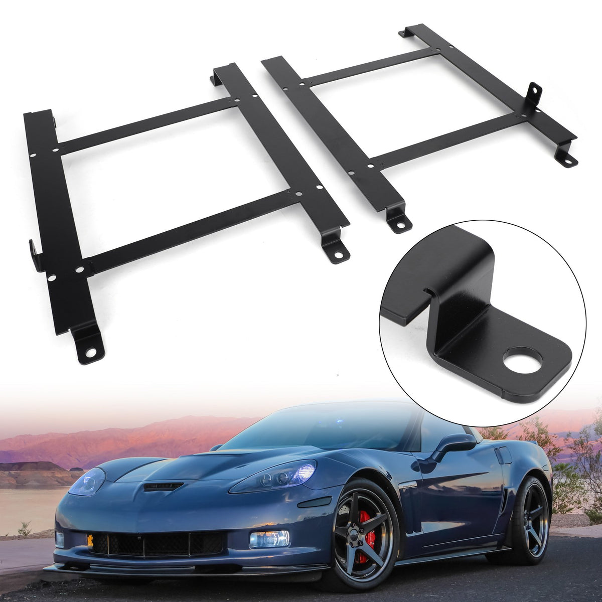 For 97-04 Corvette C5 2X Low Mount Racing Bucket Seat Base Tensile Steel Bracket