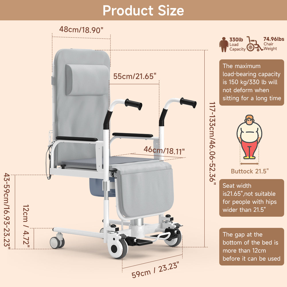 Patient Chair Hydraulic Transferred Lift Wheelchair Reclining transfer bed With potty