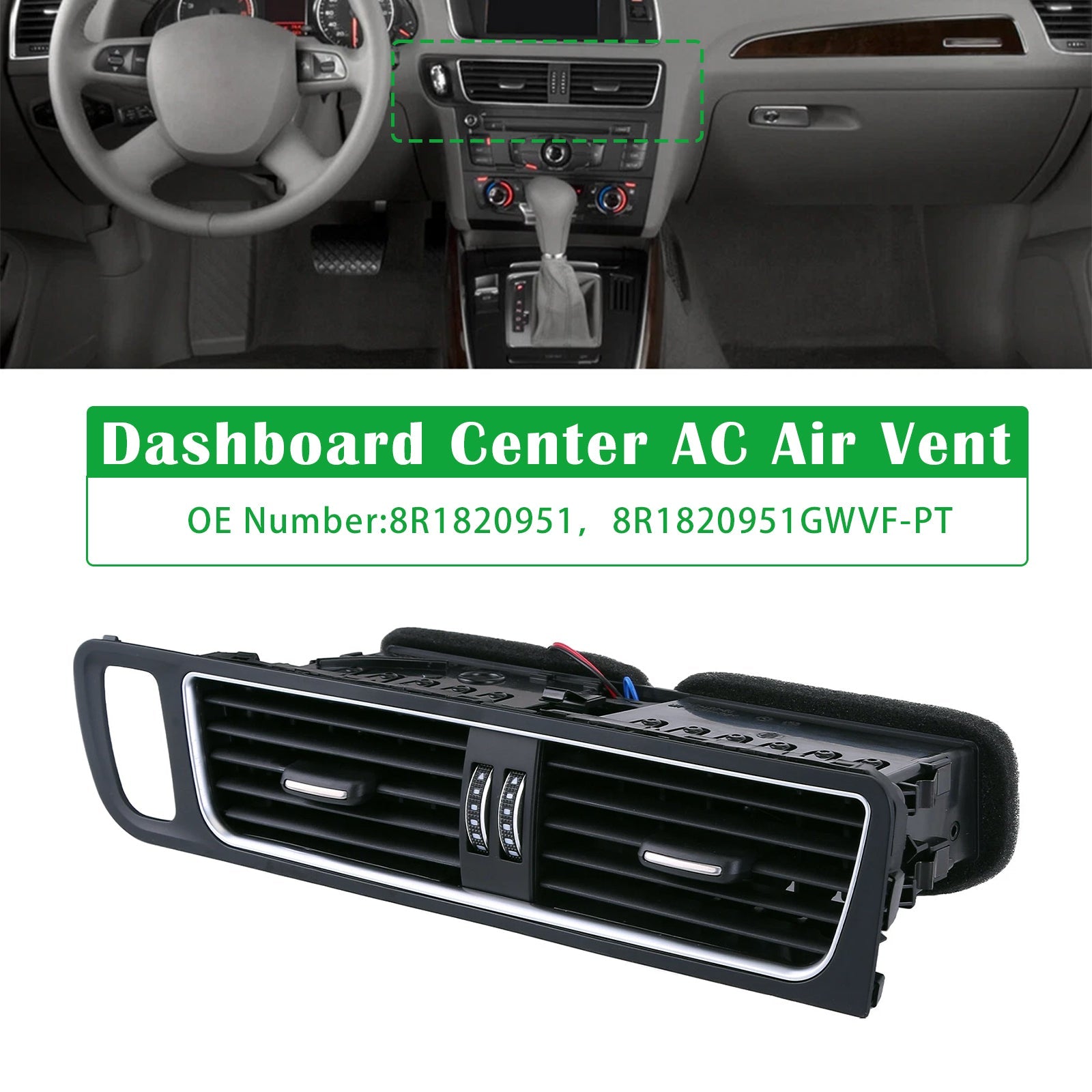 Center Panel Dash Louver Air Vent A/C Outlet 8R1820951 For Audi Q5 SQ5 2009-2017