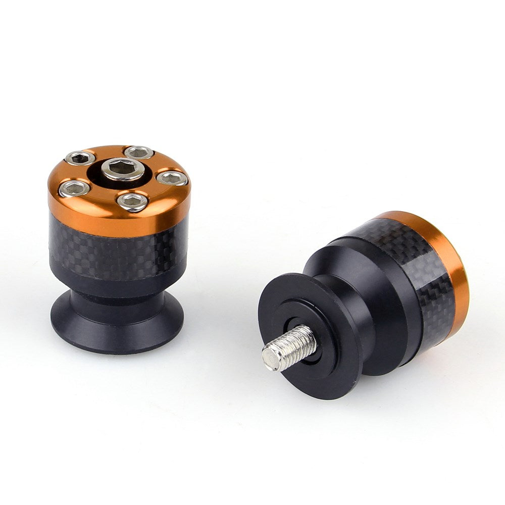 Universal Motorcycle CNC Carbon Fiber 10mm Swingarm Sliders Spools Orange