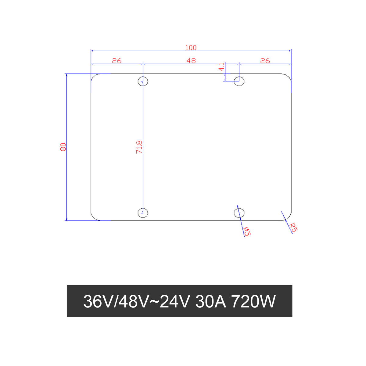 WaterProof 36V/48V to 24V 30A 720W Step Down DC/DC Power Converter Regulator
