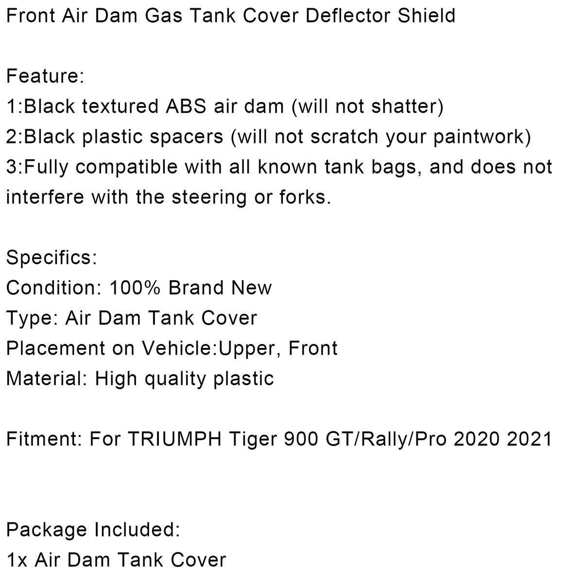 Front Air Dam Gas Tank Cover Deflector Shield For Tiger 900 GT/Rally/Pro