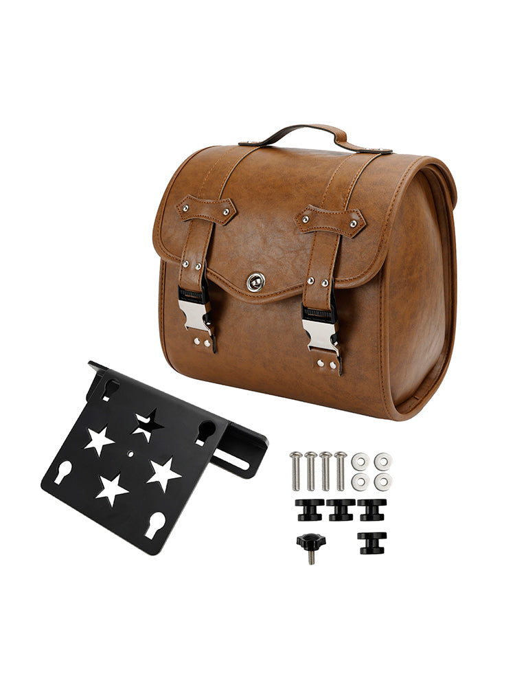 Set Of Quick Release Saddlebag W/ Bracket Luggage Storage Brown For Motorbike