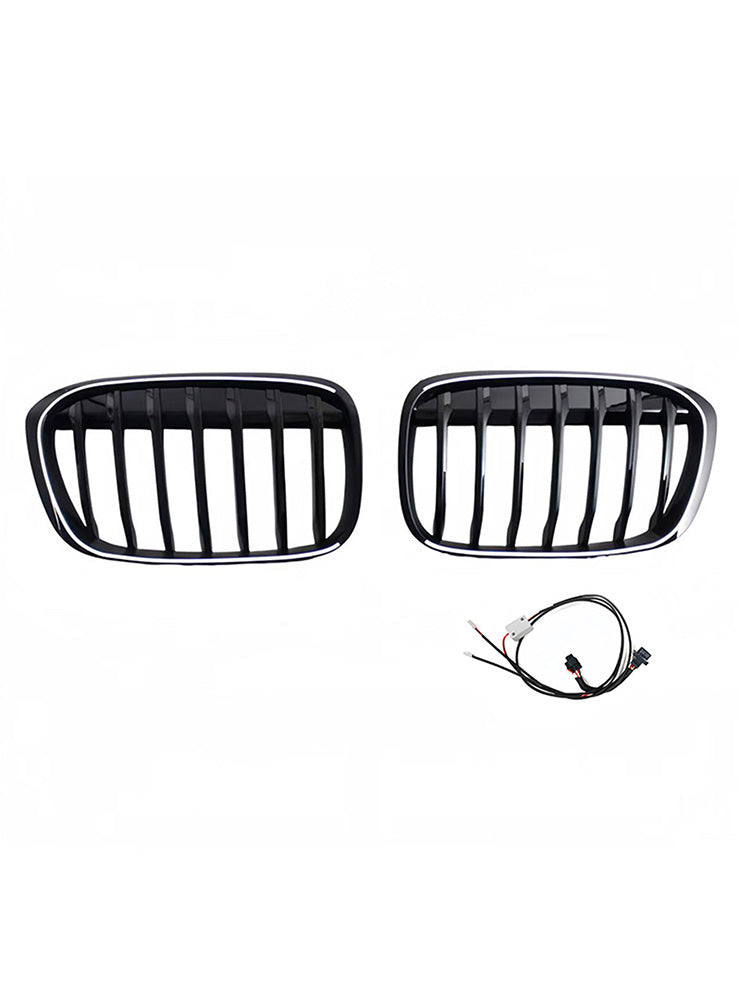 2016-2019 Fit BMW X1 F48 F49 2PCS Gloss Black Front Kidney Grill Grille