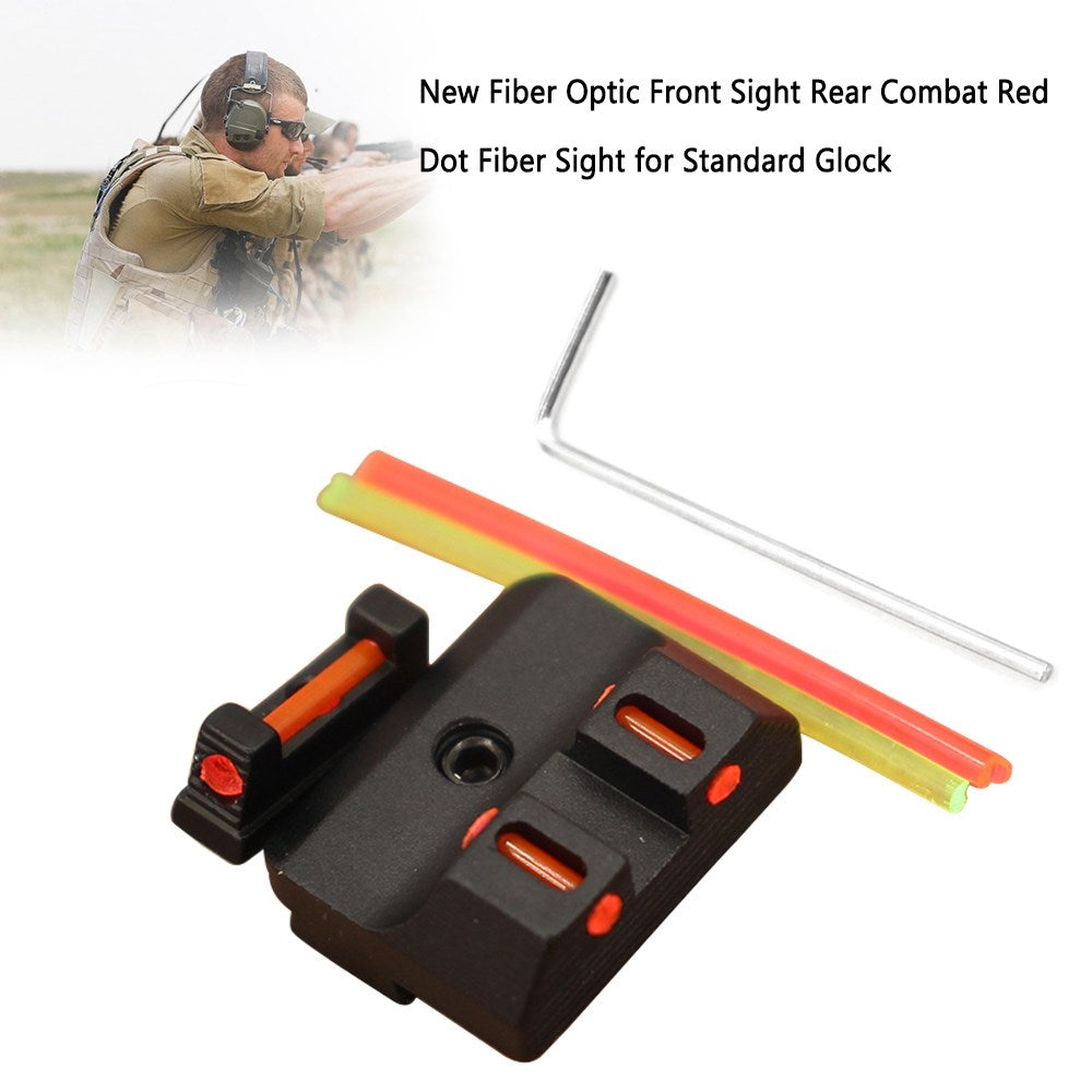 New Fiber Optic Front Sight Rear Combat Red Dot Fiber Sight for Standard Glock