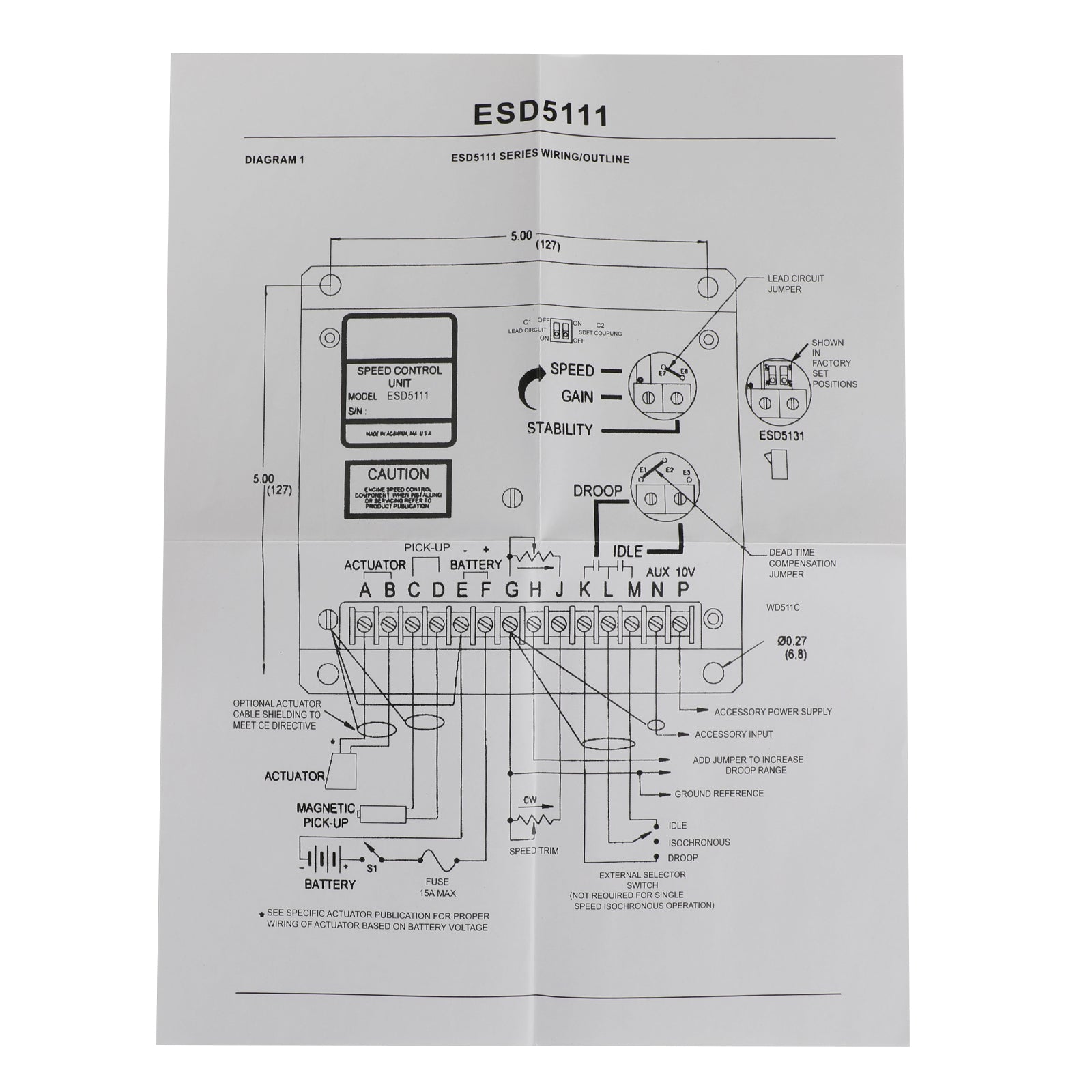 ESD5111 Generator Genset Parts Electronic Engine Speed Controller Governor