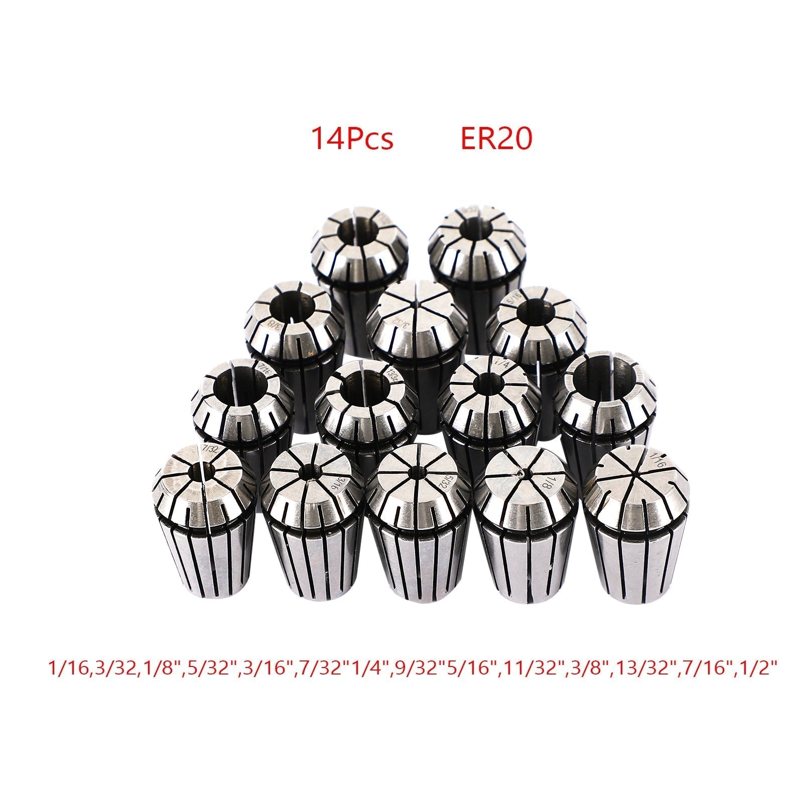 7Pcs ER20 Spring Collet Set For CNC Milling Lathe Tool Engraving Machine Steel
