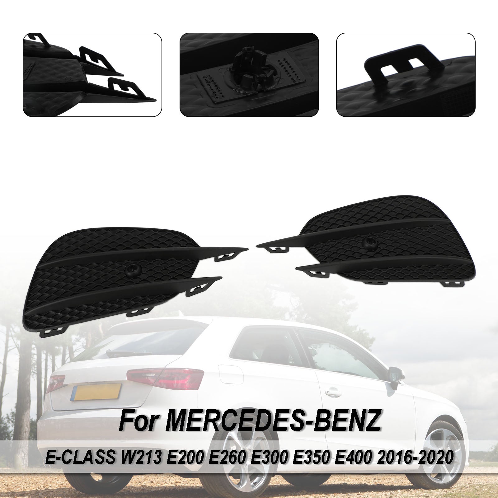 2016-2020 MERCEDES E-Class W213 2pcs Bumper Grille Fog Lights Grill Grille Trim Cover