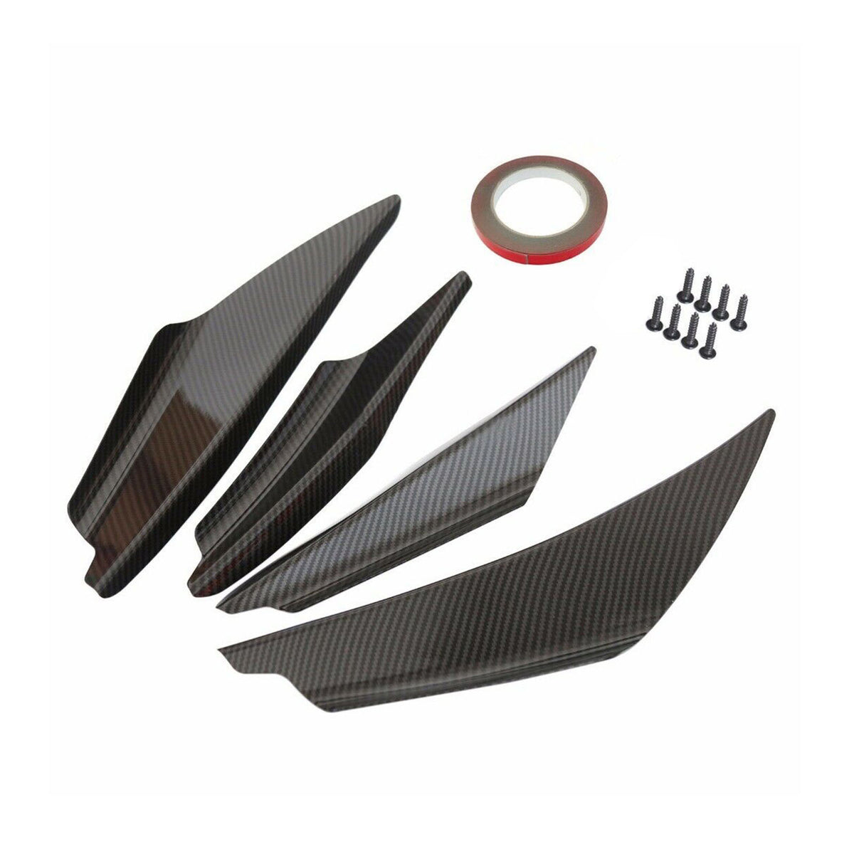 Universal Car Front Bumper Fins Body Splitter Spoiler Canards Carbon Fiber Look