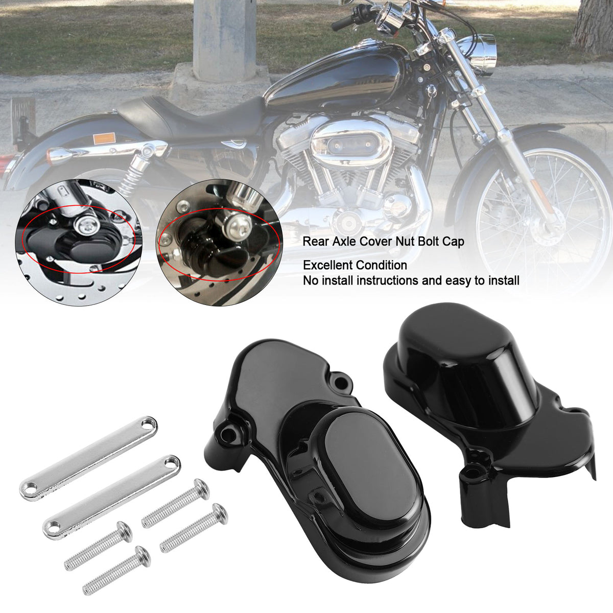 Rear Axle Cover Nut Bolt Cap For Sportster 1200 XL1200C 883 2005-2017 Black