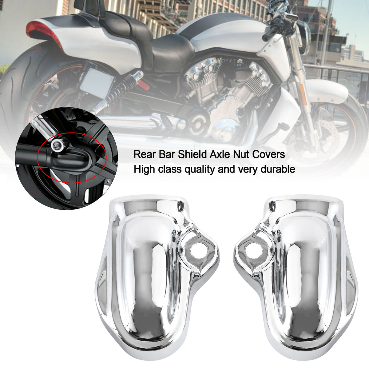 Rear Bar Shield Axle Nut Covers Swingarm Fit for V-Rod VRSC Night Rod 2002-2017 Chrome