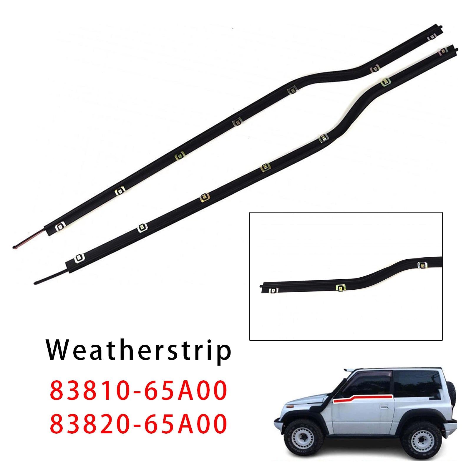 2PCS Door Belt Weatherstrip For Suzuki Vitara Se416 2D Escudo Sidekick 1988-1998