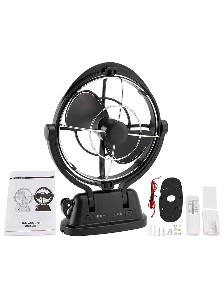 12V/24V Auto-Sensing Low-Power Draw Fan For Boats and RV Black