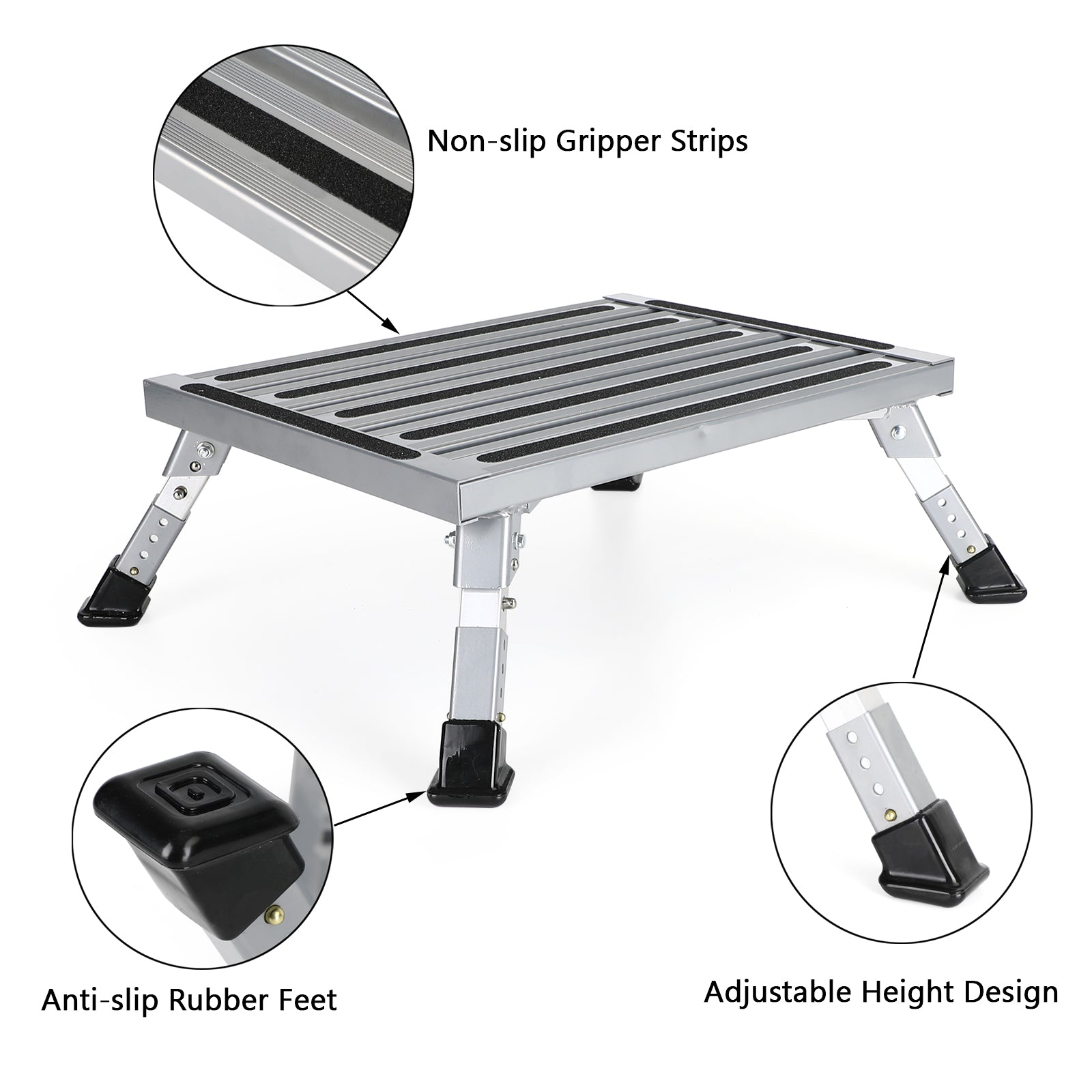 Trailer Camper Working Ladder Aluminum Platform Folding RV Step Stool Portable