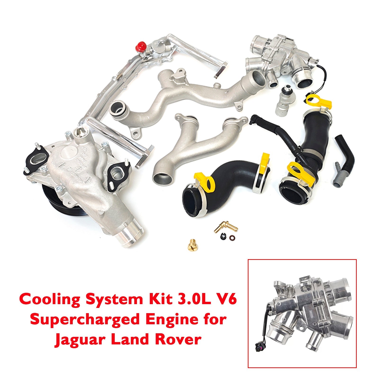 2013-2019 Jaguar XJ 3.0L V6 - Gas Cooling System Kit Supercharged Engine LR092992 LR090630