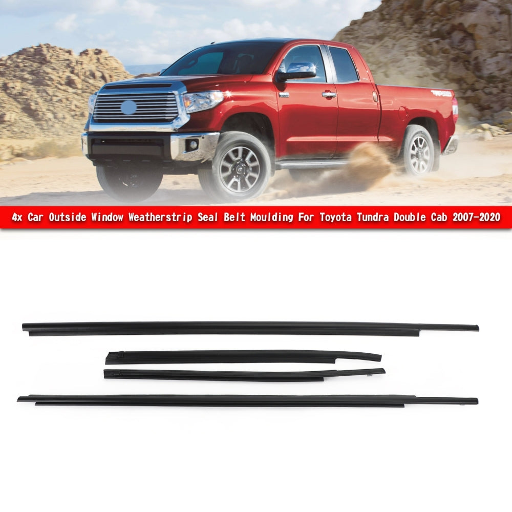 Areyourshop 4x Car Window Weatherstrip Seal Belt Moulding For Toyota Tundra Double Cab 07-20