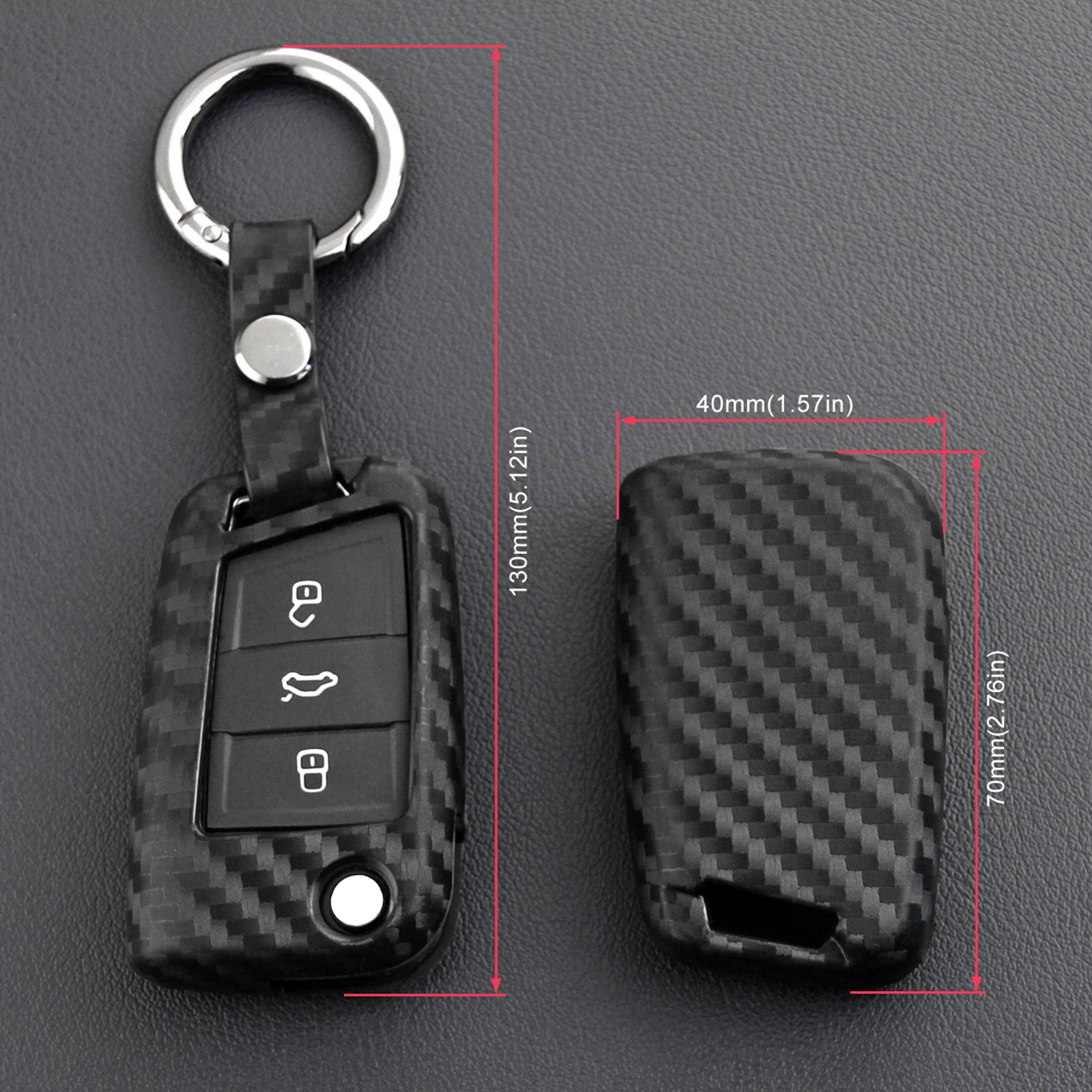 Leather Silicone Car Key Case Cover With Buckle For Volkswagen Golf MK7