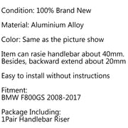 Pair Silver Motorcycle Handlebar Riser Kit Moves Bar Up For BMW F800GS 2008-2017