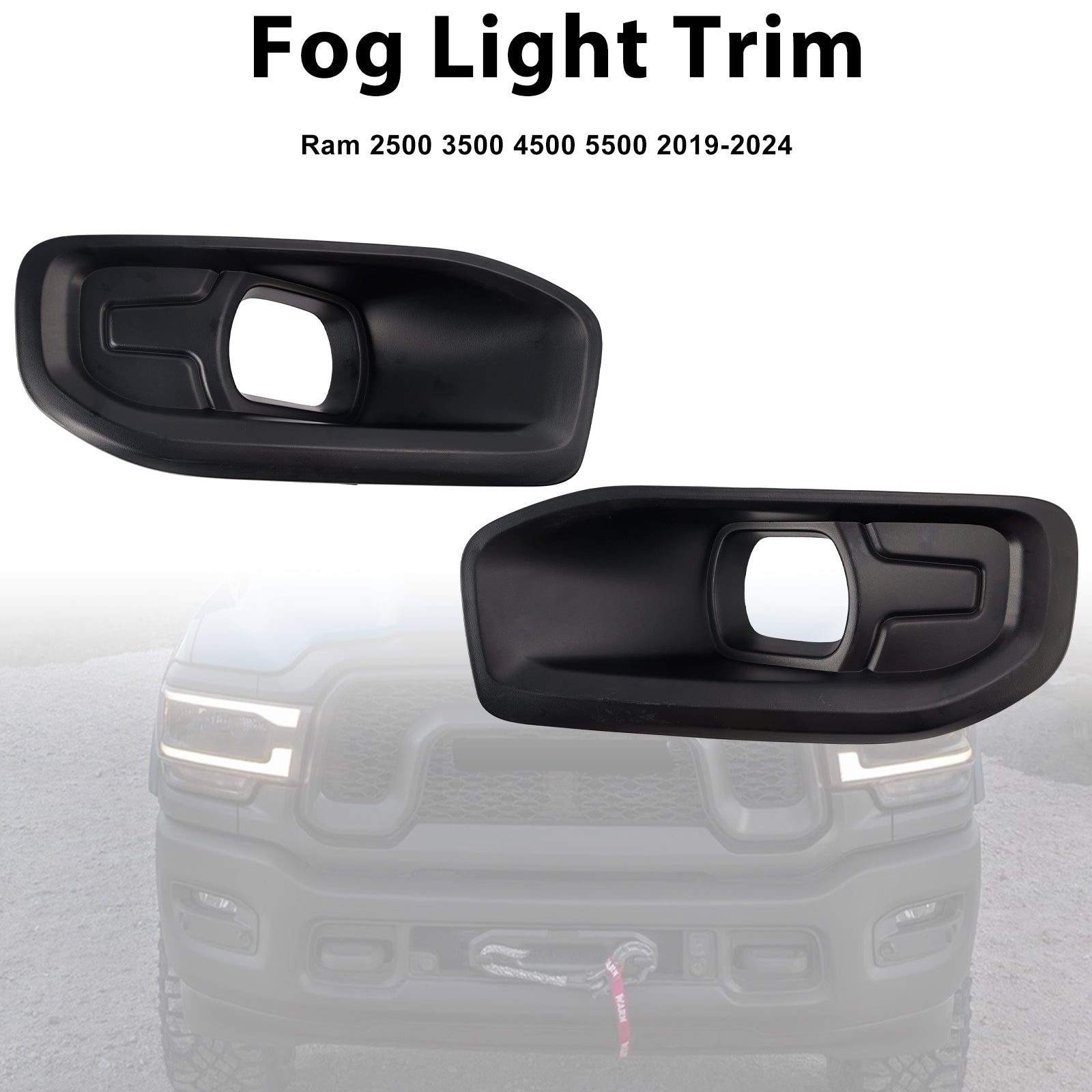 2019-2024 Ram 2500 3500 Pair Fog Light Bezel Trim 68449341AA