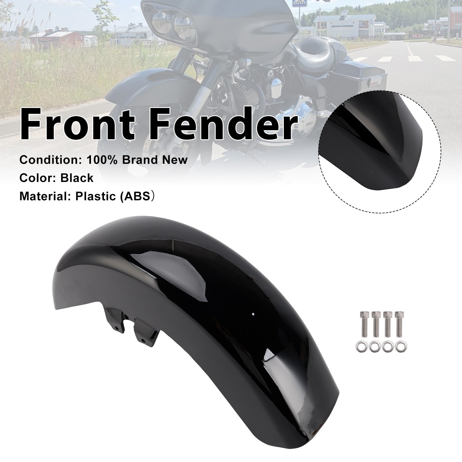 ABS Front Fender For Touring Electra Glide Road King 1989-2013 Black