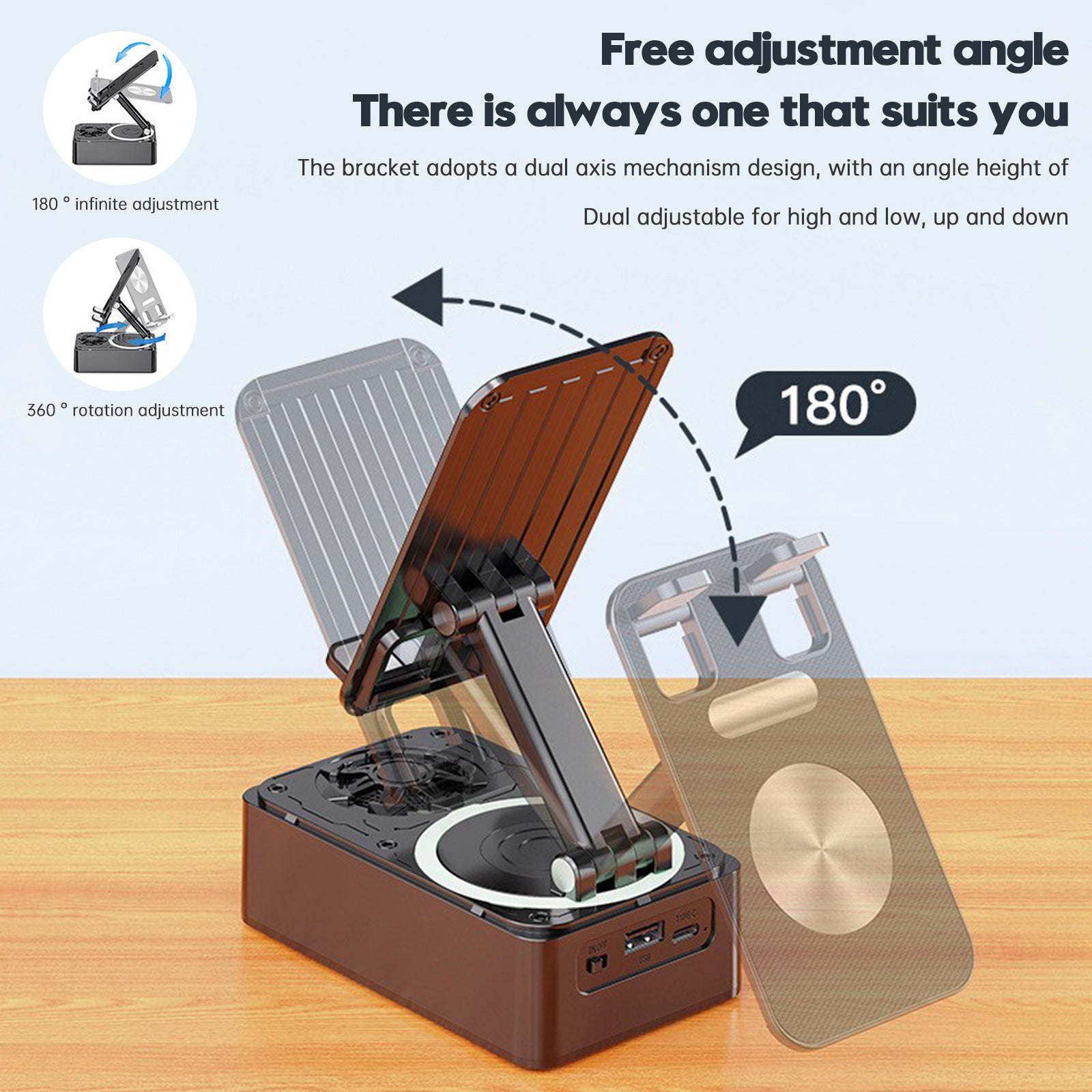 4 in 1 Phone Holder Bluetooth Speaker Wireless Charger Power Bank Desktop Live