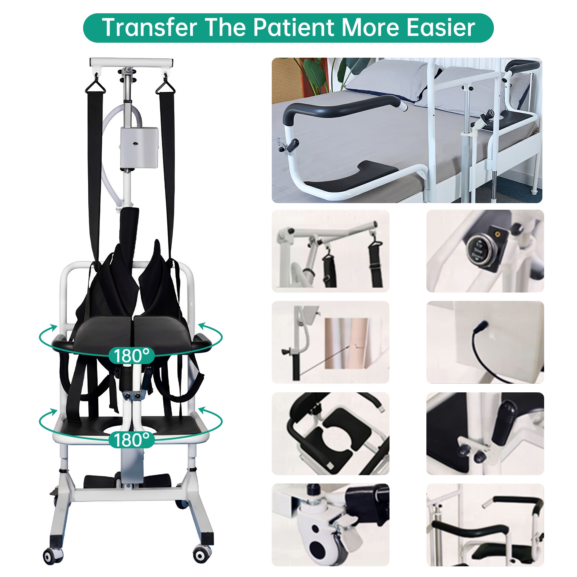 Multifunctional 4-in-1 Electric Patient Transfer Lift