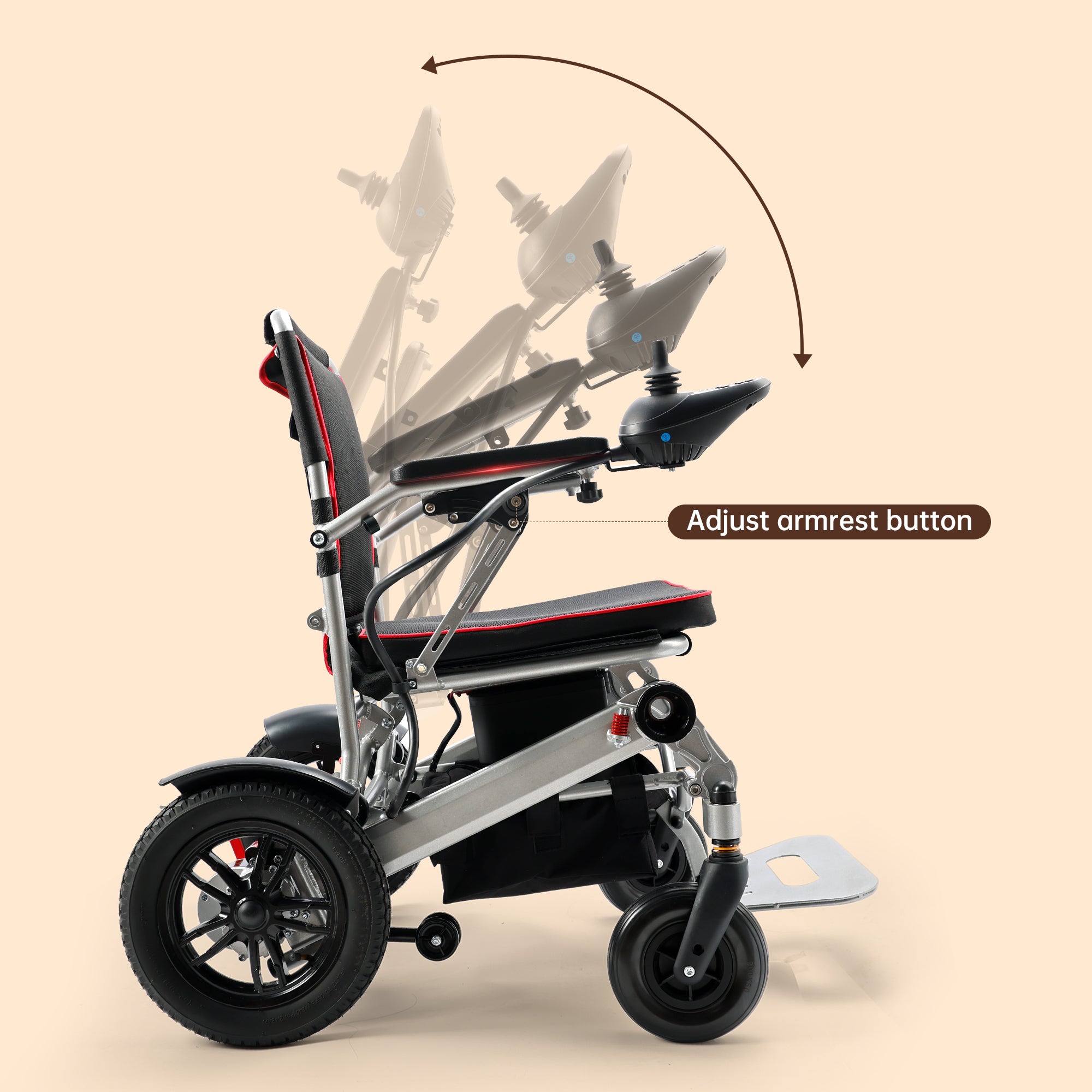 Seniors Compact Portable Airline Approved Electric Wheelchair for Adults Intelligent Power Wheelchairs Lightweight Foldable All Terrain Motorized Wheelchair