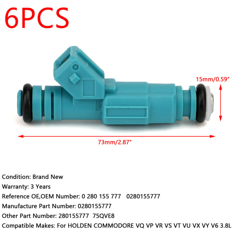 6PCS VT 304 For Injectors Holden Commodore VS Fuel V8 6pcs VR VX T5 5L VP VN