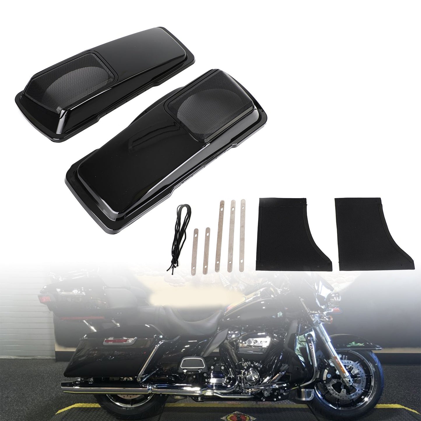 94-13 Harley Touring Generic6 x 9 Speaker Lids Vivid Black Saddlebag