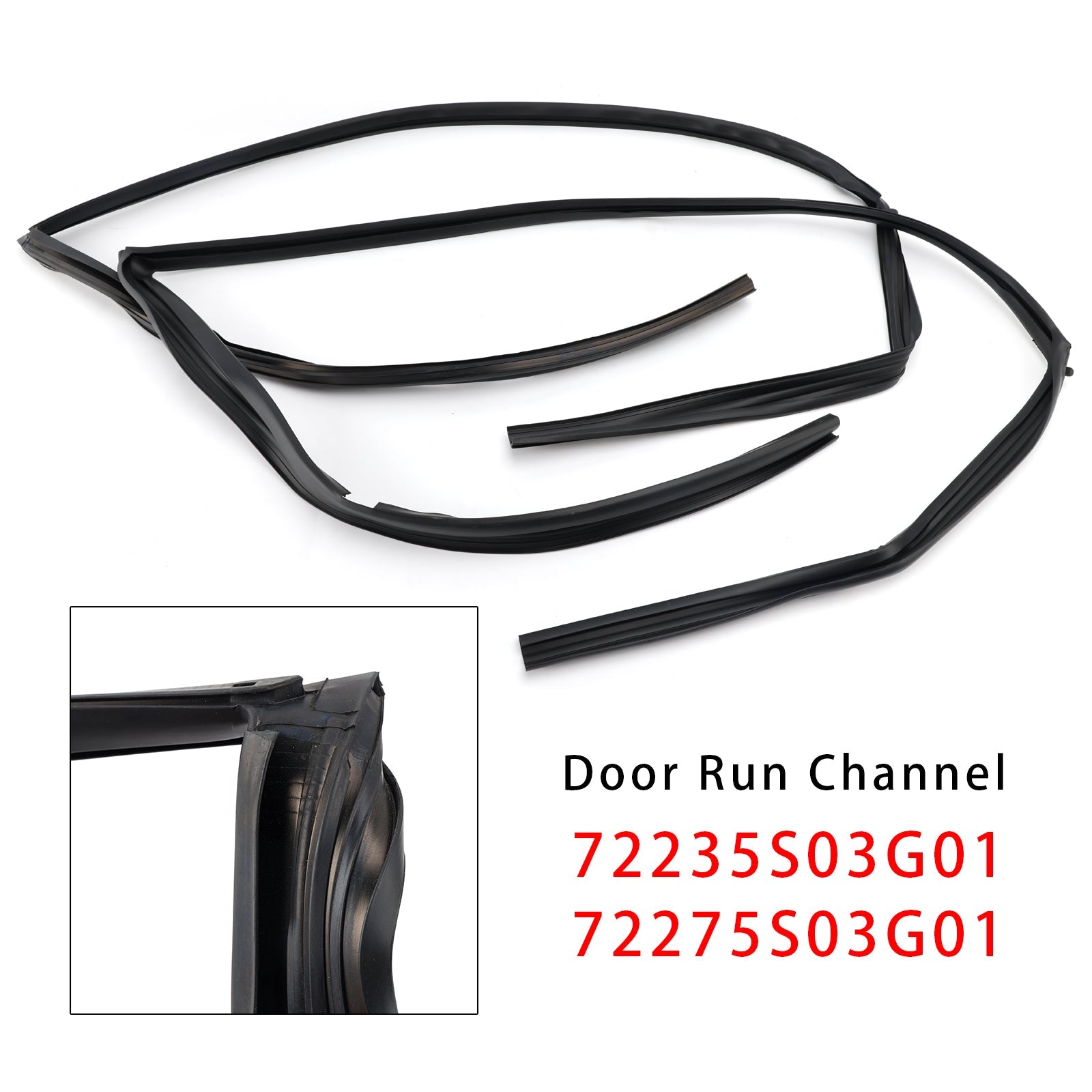 1996-2000 HONDA CIVIC EK4 EK9 2D 3D 2PCS Front Door Glass Run Channel