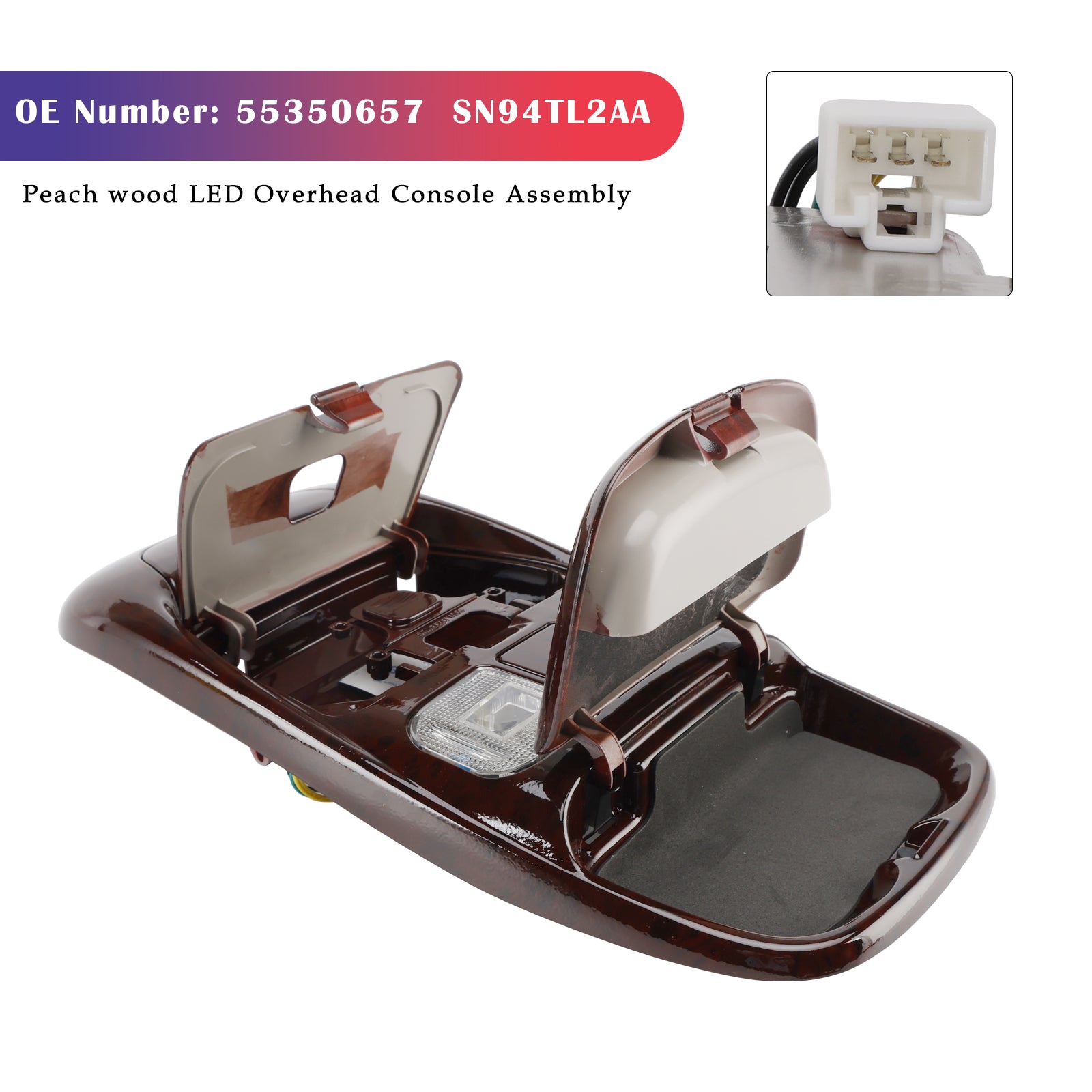 1998-2001 Dodge Ram 1500 Front LED Overhead Console Peach wood SN94TL2AA 5013618AA