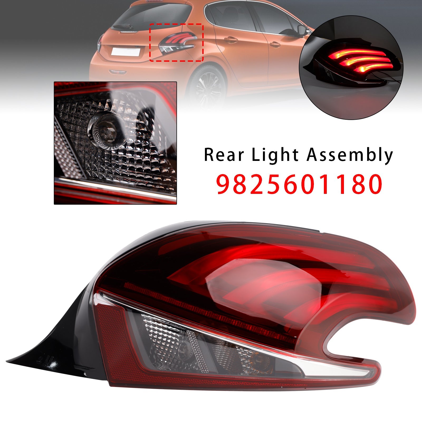 2015-2019 For Peugeot 208 LED Rear Right Tail Light Lamp Facelift Models